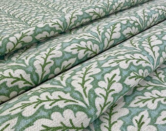 Green Botanical Fabric by Yard Leaf Print Classic Garden Textile Designer Home Decor Heavy Upholstery Drapery Sewing Slub Linen Material