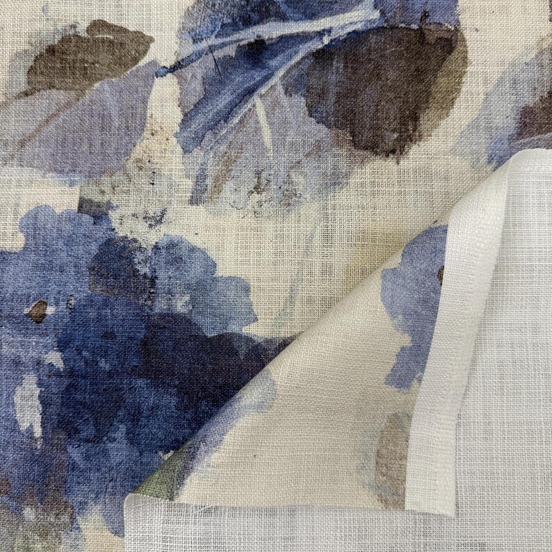 Blue Watercolor Floral Print by the Yard Designer Abstract Prussian Material Drapery and Curtain Fabric Table Linen Home Decor Cushion Cover 画像 4