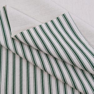 Tela de tapicería para sillas, color verde pino, con rayas finas, cortada a medida, estilo campestre francés, ideal para decoración del hogar. Tela vintage con rayas finas para debajo de los gabinetes. imagen 3