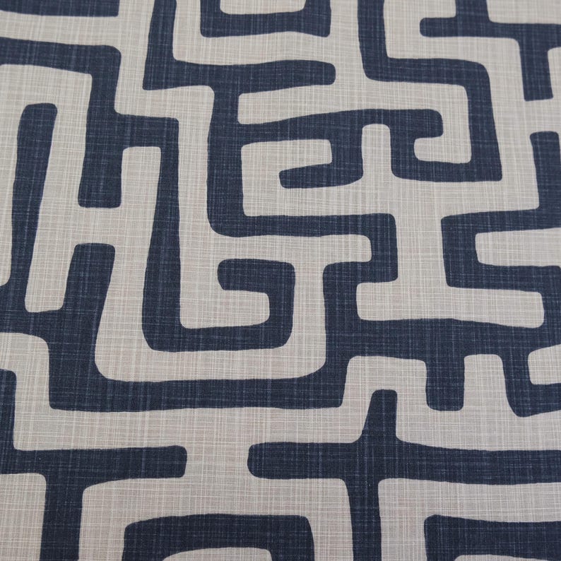 Tribal Maze Fabric by Yard Graphic Black Tan Abstract Print Slub Canvas Material for Pillow Cover Curtain Panel Wall Decor Accent Textile image 2