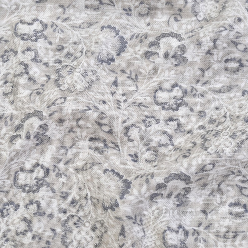 Taupe Gray Small Scale Print Fabric Winter Neutral Designer Botanical Pattern Home Decor Sewing Cotton Grey Tone Floral Fabric Medium Weight image 6