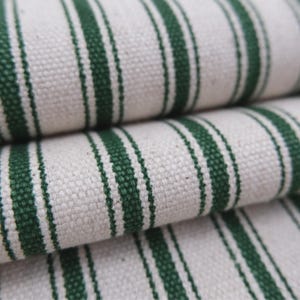 Tela de tapicería para sillas, color verde pino, con rayas finas, cortada a medida, estilo campestre francés, ideal para decoración del hogar. Tela vintage con rayas finas para debajo de los gabinetes. imagen 8