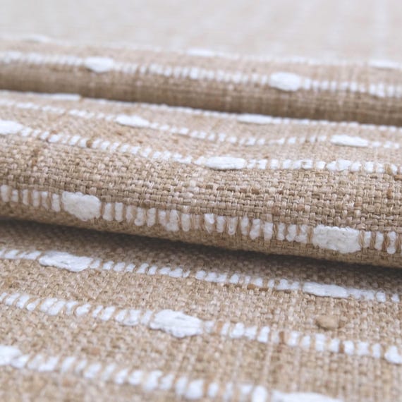 Harvest Striped Fabric Woven Texture Chunky Slubby Studded Hobnail Weave Pattern Artisanal Curtain Material Warm Earthy Home Upholstery