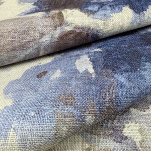 Blue Watercolor Floral Print by the Yard Designer Abstract Prussian Material Drapery and Curtain Fabric Table Linen Home Decor Cushion Cover 画像 6