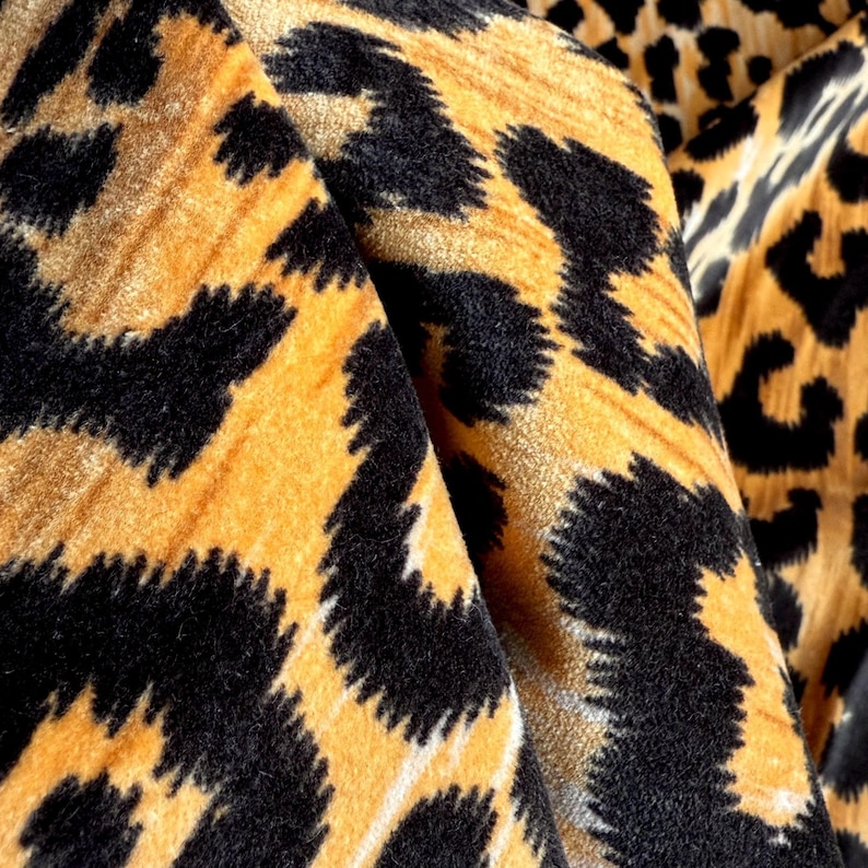 Leopard Print Velvet HighEnd Wild Feline Patterned Large Scale Exotic Textile Designer Jaguar Home Decor Upholstery Fabric Yardage Bulk image 2