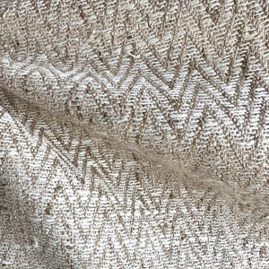 Cream Upholstery Fabric Chevron Weave Small Scale Texture Beige Textile Beige Home Project Yardage Furniture Drapery Pillow Couch Material