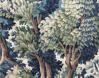 Forêt tapisserie tissu métrage vert forêt impression coton marron arbre illustration Cottagecore textile cadeau Sewist tête de lit capitonnage