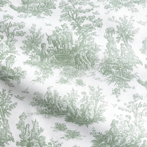 Cotton Toile Print Fabric by Yard Toile de Jouy Bedding Quilting Scenic Floral French Fabric for Sewing Cafe Curtain Historical Print Fabric