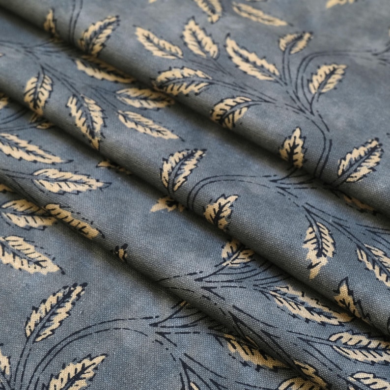Organic Modern Fabric Neutral Foliage Print Designer Drapery Yardage Botanical Pattern