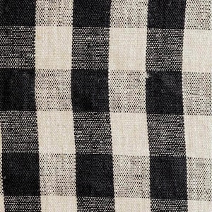 Tovaglia in tessuto a quadri neri, tovaglia in lino a quadri onice, tovaglia a quadri scuri, motivo a quadretti su larga scala, decorazione tessile in stile dark moody