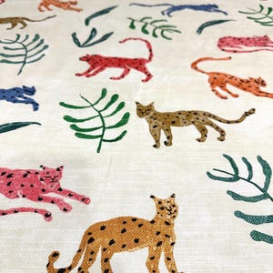 Big Cat Print Fabric Jungle Theme Party Supplies Safari Nursery Fabric Tropical Leaves Cotton Quilting Material Home Decor Fabric Sewing Project DIY