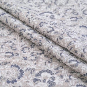 Taupe Gray Small Scale Print Fabric Winter Neutral Designer Botanical Pattern Home Decor Sewing Cotton Grey Tone Floral Fabric Medium Weight image 5