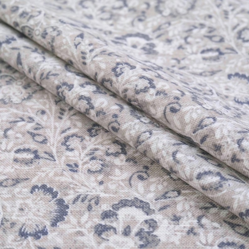 Taupe Gray Small Scale Print Fabric Winter Neutral Designer Botanical Pattern Home Decor Sewing Cotton Grey Tone Floral Fabric Medium Weight image 5