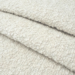 Cream Boucle Fabric Yardage Chunky Texture Textile for Upholstery Heavyweight Home Furniture Material Mid Century Modern Decor Curly Weave