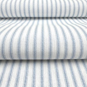 Powder Blue Toile Fabric Mini Checkered Pastel Blue Stripe French Country Matching Fabric Retro Baby Shower Decor Shabby Chic Sewing Gift Stripe