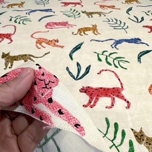 Tropical Fabric Leopard Cheetah Jaguar Print Cotton Safari Theme Fabric Jungle Nursery Decor Quilting Material Sewing Project Fabric Vibrant Animal Print