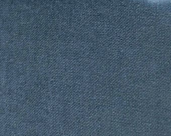 Steel Blue Cotton Velvet Muted Blue Premium Velvet Fabric Textured Edwardian Decor Textile Furniture Upholstery Matte Laundered Finish