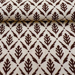 Diamond Motif Fabric by Yard Brown Botanical Cotton for Upholstery Drapery Textile Small Scale Pattern Home Decor Material Curtain Sewing image 10