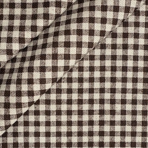 Warm Brown Gingham Check Fabric Rustic Kitchen Fabric Vintage Look Upholstery Cotton Material Country Style Pillow Throw Sewing Fabric