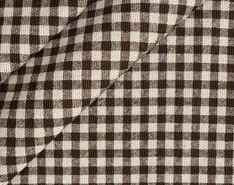 Warm Brown Gingham Check Fabric Rustic Kitchen Fabric Vintage Look Upholstery Cotton Material Country Style Pillow Throw Sewing Fabric