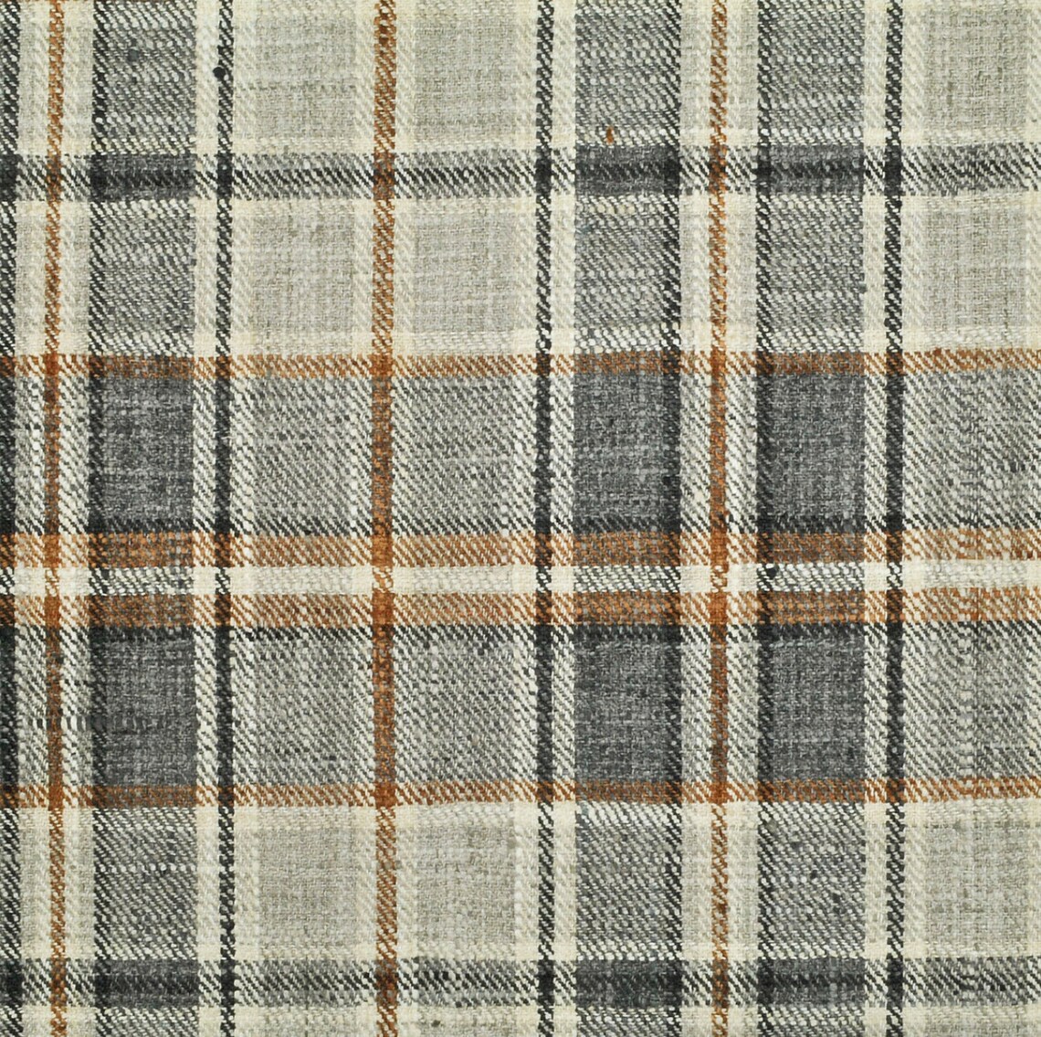Charcoal Gold Plaid Fabric Yardage Masculine Scottish Plaid Light Grey