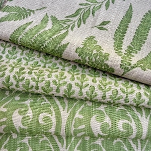Green Cushion Fabric by the Yard Botanical Leaf Print Upholstery Textile Coordinated Pattern Collection Cottagecore Home Decor Accent Sewing