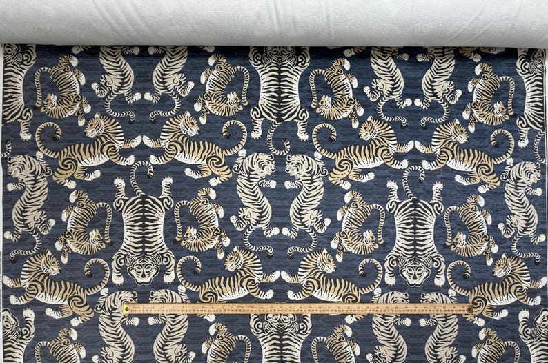 Pink Chenille Fabric Home Design Animal Print Tiger Motif Textile Interior Decor Project Idea Living Room Style Accent Furniture Piece image 9