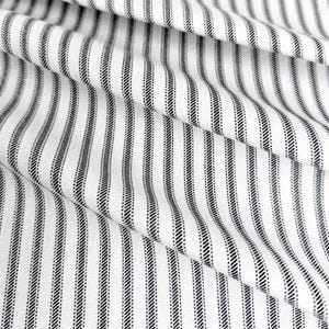 Tissu à rayures en coton au mètre, style champêtre, idéal pour la couture, housse de coussin ou rideaux. Rayures classiques, style vintage. Black