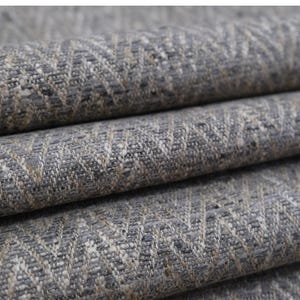 Tela de tapicería en espiga color moca, diseño en zigzag, tela marrón texturizada, textil suave en tono café, tela duradera, cortada a medida, para sofá, cortinas y almohadas.