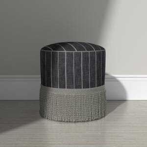 Charcoal Stripe Cotton Linen Blend Fabric Dark Gray Masculine Home Decor Textile Minimalist Stripe Decor Fabric Entryway Bench Upholstery image 7