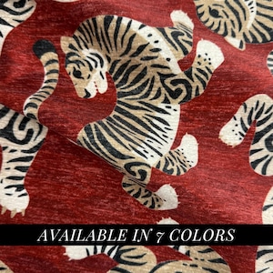 Animal Print Style Chenille Fabric Home Project Craft Supply High Quality Upholstery Tiger Pattern High-End Vintage Style Livingroom Decor image 1