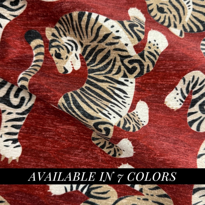 Animal Print Style Chenille Fabric Home Project Craft Supply High Quality Upholstery Tiger Pattern High-End Vintage Style Livingroom Decor image 1