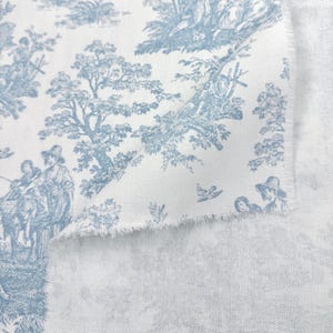 Powder Blue Toile Fabric Mini Checkered Pastel Blue Stripe French Country Matching Fabric Retro Baby Shower Decor Shabby Chic Sewing Gift bild 11