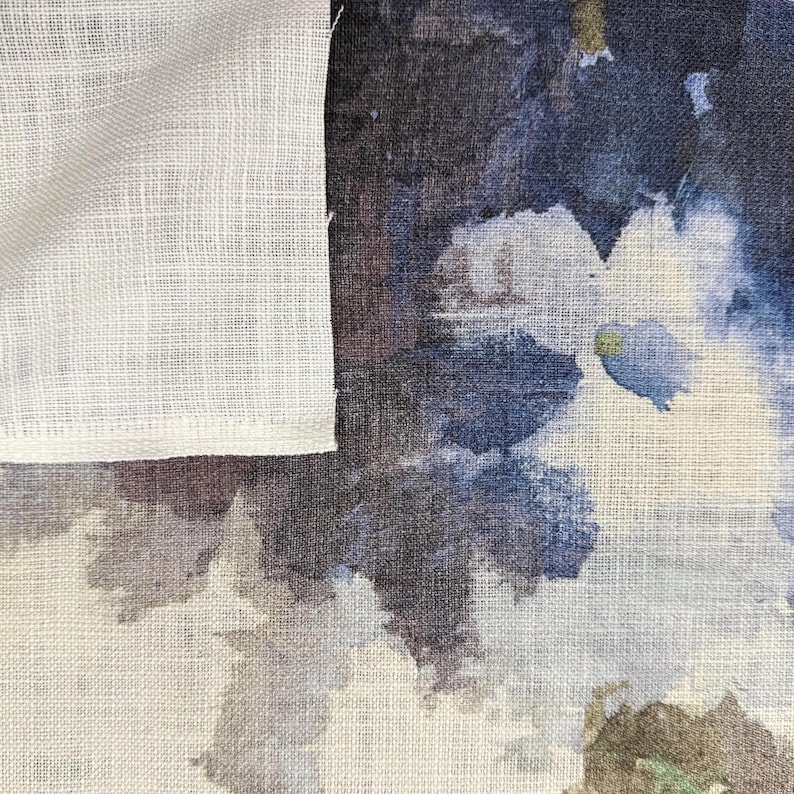 Blue Watercolor Floral Print by the Yard Designer Abstract Prussian Material Drapery and Curtain Fabric Table Linen Home Decor Cushion Cover 画像 10