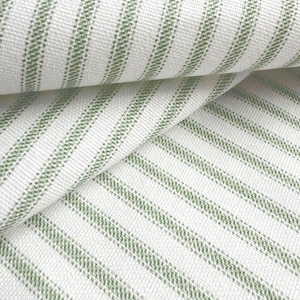 Sage Toile Fabric Light Green Gingham Cotton Pinstripe Soft Green Complementary Print Cottagecore Textile Kitchen Decor Curtain Tablecloth Stripe