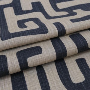 Tribal Maze Fabric by Yard Graphic Black Tan Abstract Print Slub Canvas Material for Pillow Cover Curtain Panel Wall Decor Accent Textile image 6