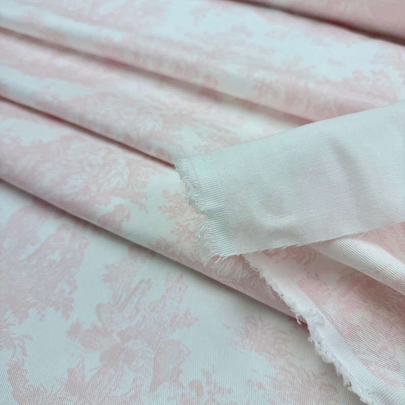 Pale Pink French Toile Fabric Nursery Drapery Upholstery Textile by the ...
