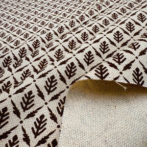 Diamond Motif Fabric by Yard Brown Botanical Cotton for Upholstery Drapery Textile Small Scale Pattern Home Decor Material Curtain Sewing image 5