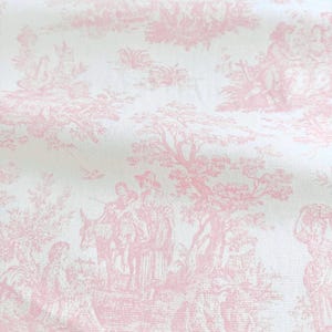 Pastel Toile Fabric French Provincial Craft Making Material Scenic Vintage Style DIY Sewing for Home Projects Custom Special Gift Wrap Idea