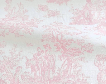 Pastel Toile Fabric French Provincial Craft Making Material Scenic Vintage Style DIY Sewing for Home Projects Custom Special Gift Wrap Idea