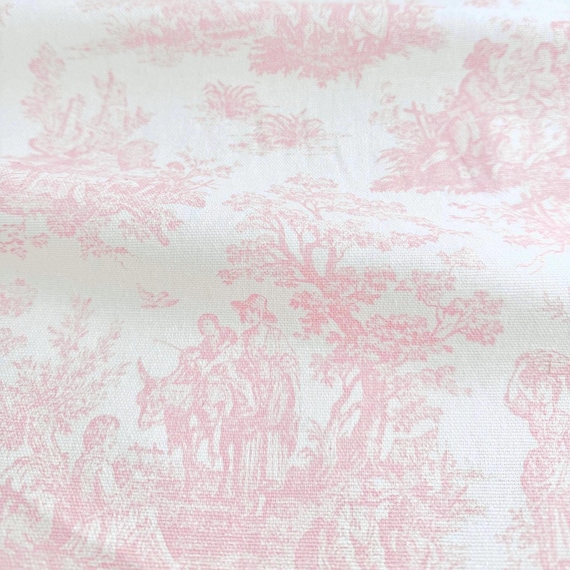 Pastel Toile Fabric French Provincial Craft Making Material Scenic Vintage Style DIY Sewing for Home Projects Custom Special Gift Wrap Idea