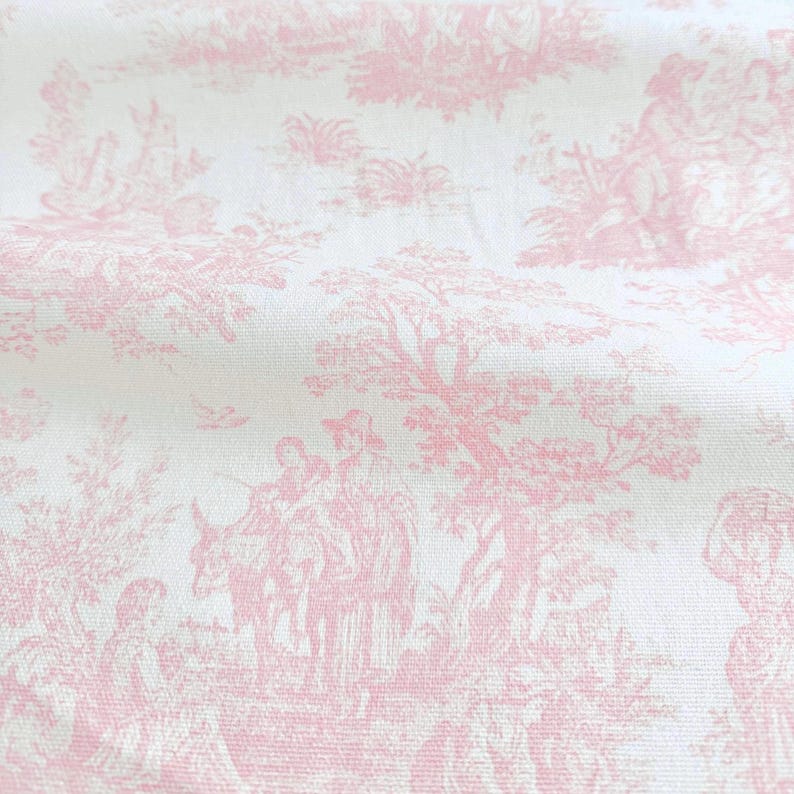 Pastel Toile Fabric French Provincial Craft Making Material Scenic Vintage Style DIY Sewing for Home Projects Custom Special Gift Wrap Idea