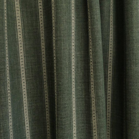 Striped Green Upholstery Fabric by the Yard Natural Rustic Weave for Chair Furnishing French Cottage Style Drapery Textile DIY Olive Decor