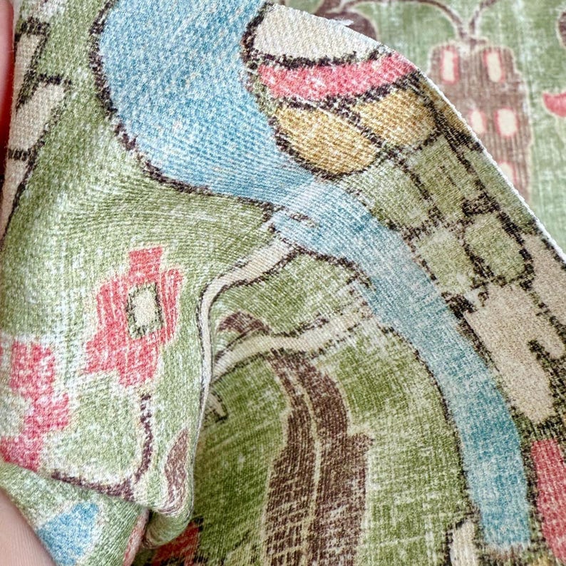 Hellgrüner Vogel-Muster-Stoff Lebhafter Baumwollstoff Pistaziengrüner Blumendrapierungs-Stoff Wohndekor-Stoff Massenvorrat Vorhang-Kissen-Stoff Bild 5
