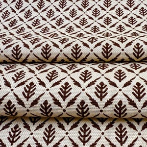 Diamond Motif Fabric by Yard Brown Botanical Cotton for Upholstery Drapery Textile Small Scale Pattern Home Decor Material Curtain Sewing image 6