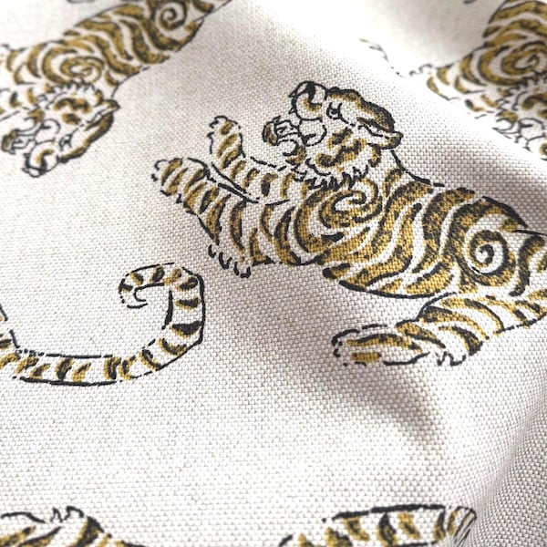 Tiger Print Fabric Maximalist Decor Drapery Fabric Wild Cat Upholstery Weight Material Lampshade Custom Pillow Animal Pattern Eclectic Home