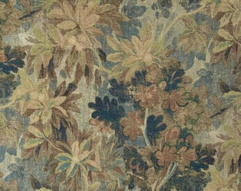 Moody Foliage Upholstery Fabric Dark Mocha Botanical Leaves Distressed Designer Textile Vintage Inspired Print Furniture Textured Material