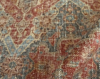 Vintage Rug Upholstery Fabric Bohemian Decor Rustic Home Textile Chenille Throw Pillow Fabric Shabby Chic Eclectic Interior Faux Distressed