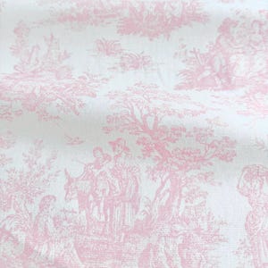 Pastel Toile Fabric French Provincial Craft Making Material Scenic Vintage Style DIY Sewing for Home Projects Custom Special Gift Wrap Idea
