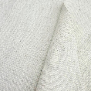 May include: A piece of off-white, natural-colored fabric with a visible, coarse woven texture. The material features a dense, uniform grid pattern with subtle flecks of darker beige and brown fibers throughout the weave, creating a neutral appearance.